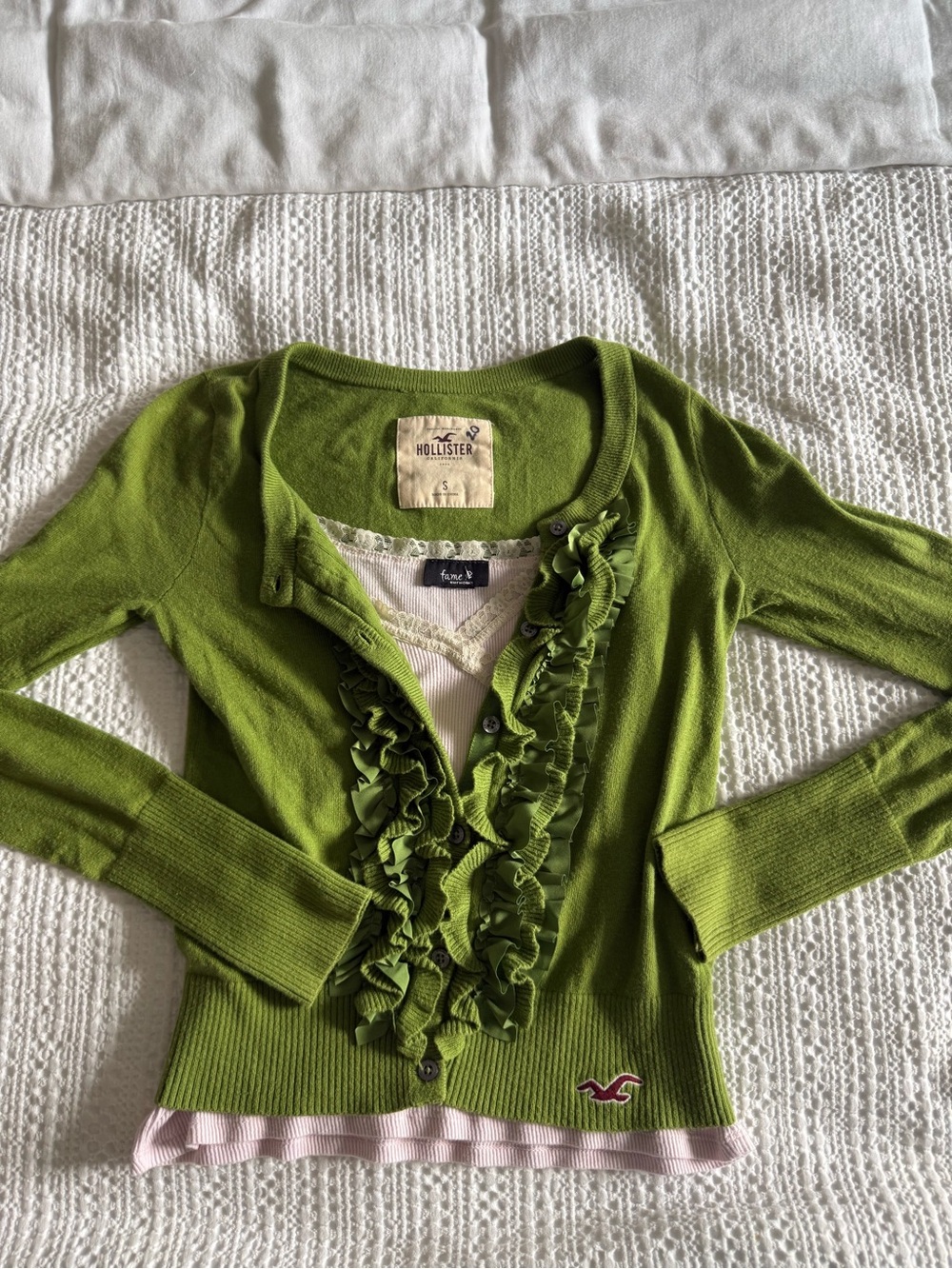 Y2K hollister matcha green cardigan Elena Gilbert Bella Swan vintage - Picture 5 of 9